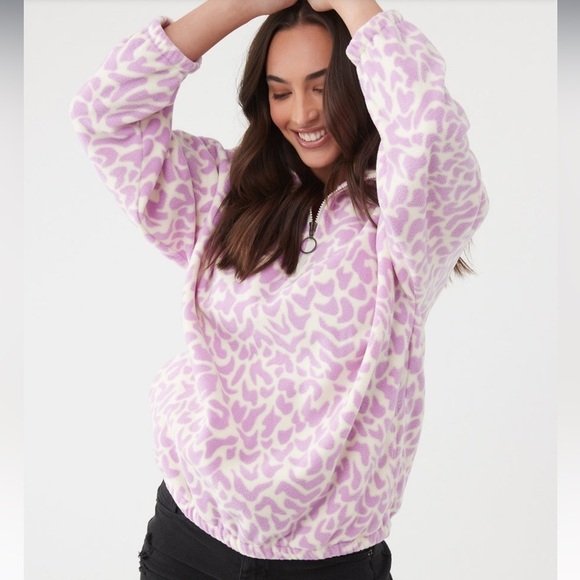 🔆 O'Neill🔆 Womens Sierra Fleece Top jacket cozy warm zip cheetah - Picture 11 of 16